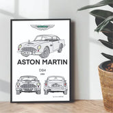 1959 Aston Martin DB4 illustration poster - wall art
